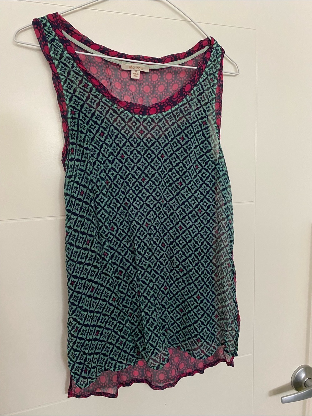 Ella Moss Teal & Fuchsia Patterned Sleeveless Tank